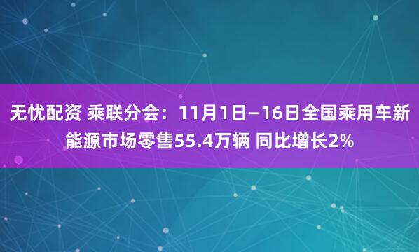 无忧配资 乘联分会：11月1日—16日全国乘用车新能源市场零售55.4万辆 同比增长2%